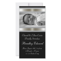 Black and White Photo Baby Birth Annoucements Photo Greeting Card