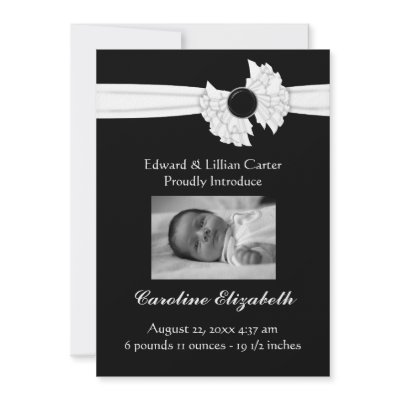 Black and White Photo Frame Birth Announcement by decembermorning