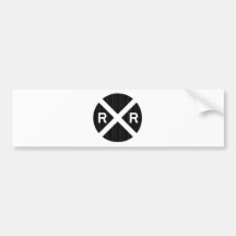 Black And White Pin Stripe Railroad Crossing Sign Bumper Sticker