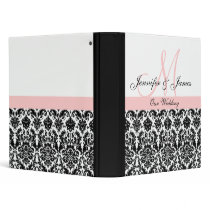 Black and White Pink Damask Wedding Planner