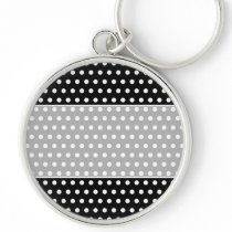 Black and White Polka Dot Pattern. Spotty. Key Chains