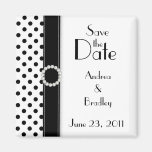 Black and White Polka Dot Save the Date Magnet
