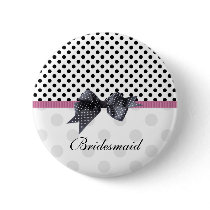 Black and white polka dot Wedding Bridesmaid Pin