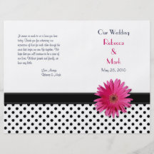 Black and White Polka Dot Wedding Program Full Colour Flyer
