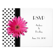 Black and White Polka Dot Wedding RSVP Card Personalized Invites