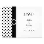 Black and White Polka Dot Wedding RSVP Card Custom Invitation