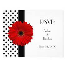 Black and White Polka Dot Wedding RSVP Card Announcements
