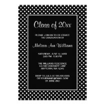 Black and White Polka Dots Graduation Announcement invitations