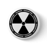 Black and White Radiation Symbol Button