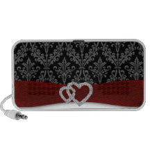 black and white red damask speaker