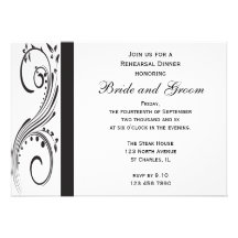 Black and White Rehearsal Dinner Invitation