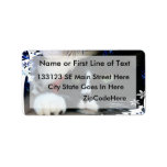 Black and White resigned cat santa hat blue tinsel Personalized Address Labels