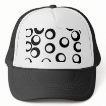 Black and White Retro Circles Pattern. Mesh Hat