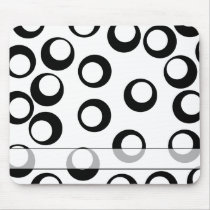 Black and White Retro Circles Pattern. Mousepad