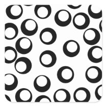 Black and White Retro Circles Pattern. Square Stickers