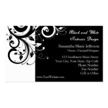 Black and White Reverse Swirl Business Cards