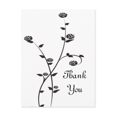 Black and White Roses Thank You Postcard by loraseverson