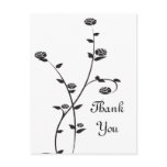 Black and White Roses Thank You Postcard