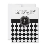 Black and White RSVP Monogram Names Wedding Card Personalized Invitations
