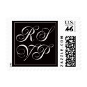 black and white RSVP postage