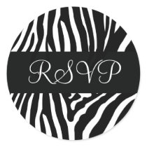 Black and White RSVP Zebra Envelope Sticker Seal