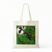 Black and White Ruffed Lemur Tote Bag