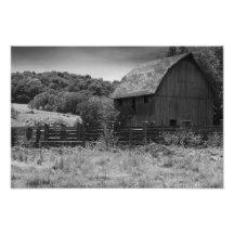 Black and White Rustic Barn Photography Print