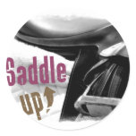 Black and White Saddle Round Sticker