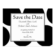 Black and White Save the Date Postcard