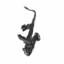 Black and white saxophone and two hands
