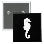 Black and White Seahorse Button