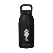 Black and White Seahorse Water Bottles