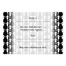 Black and White Seahorses Pattern. Custom Invites