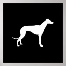 Black and White Shape of Greyhound Print