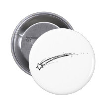 Black and White Shooting Star Pinback Buttons