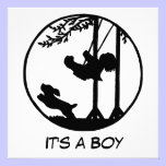 Black and white silhouette art baby shower invitations