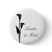Black and white simple calla pinback button