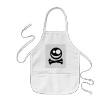 Black and White Skull. On Grey Check. Aprons