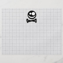 Black and White Skull. On Grey Check. Full Color Flyer