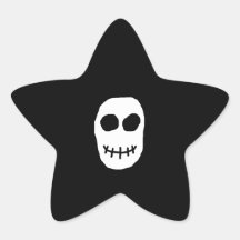 Black and White Skull. Primitive Style. Star Stickers