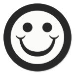 BLACK AND WHITE SMILEY FACE ROUND STICKERS