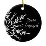 Black and White Snowflake Engagement Ornament