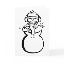 Black and White Snowman Illustration Cards