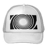 Black and White Spiral Design. hats