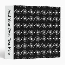 Black and White Spiral Swirl Pattern. Binders