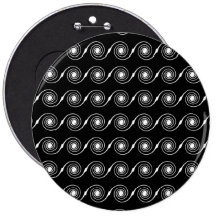Black and White Spiral Swirl Pattern. Pinback Button