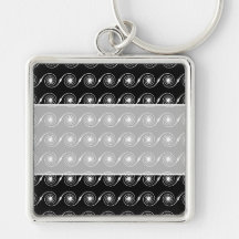 Black and White Spiral Swirl Pattern. Keychain
