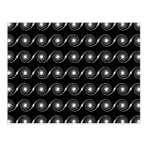 Black and White Spiral Swirl Pattern. Post Card