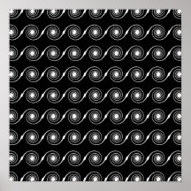 Black and White Spiral Swirl Pattern. Print