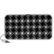 Black and White Spirals Pattern. Notebook Speakers
